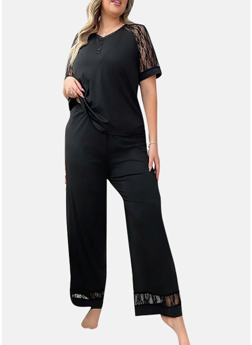 يونيكي Black Solid Pyjamas & Top