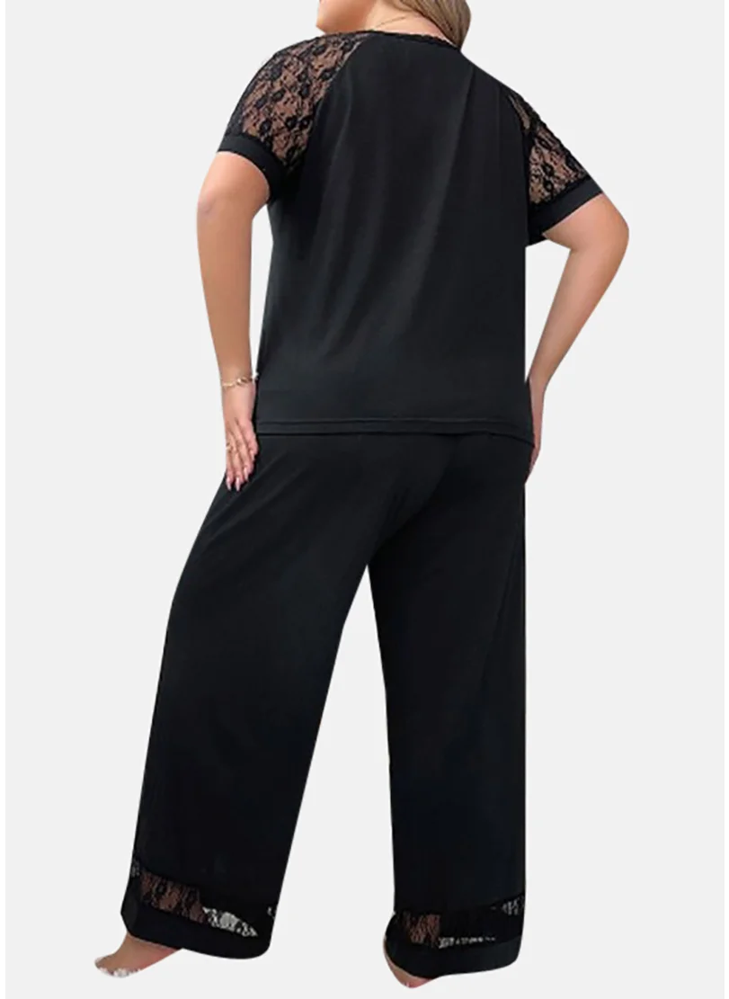 يونيكي Black Solid Pyjamas & Top