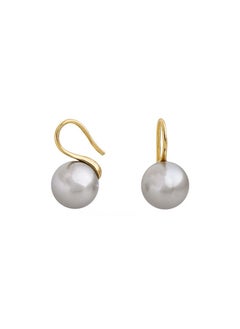 Generic Pearl Earrings 10mm,Gold Plated 925 Sterling Silver White Freshwater Cultured Pearl Dangle Drop Earrings for Women Girls Gif  - Image 1