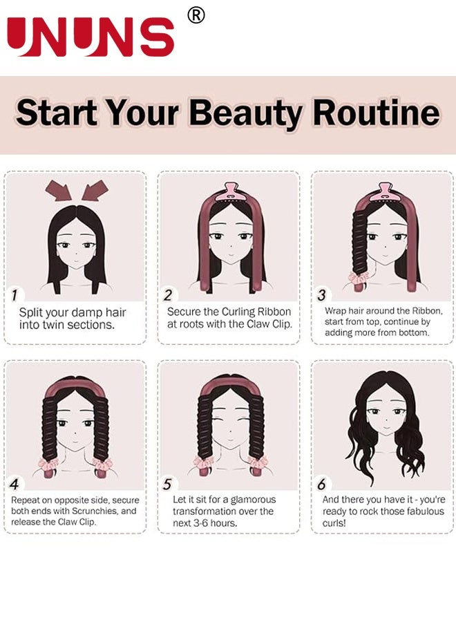 UNUNS 12Pcs Sleeping Hair Styling Tools Set,Curler And Facial Massager,1 Pillowcase,Heat-Free Curling Iron Set,Overnight Curler,1 Sleeping Soft Eye Mask,1 Storage Bag,Facial Roller Skin Care Tools for Women,Black - Image 5