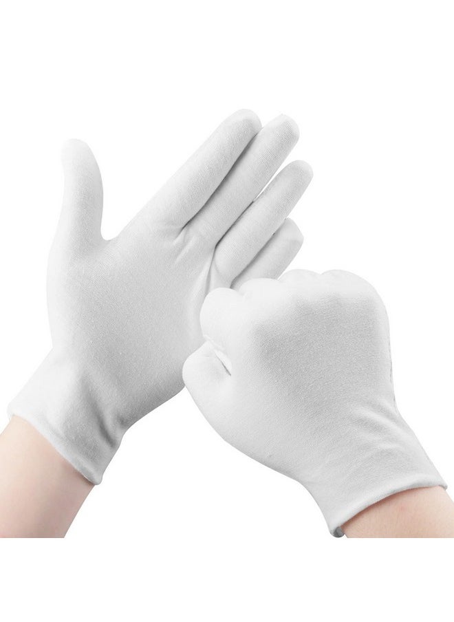 SLWJAXGT - Cotton Gloves 30 Pcs White Cotton Gloves For Dry Hands Moisturizing Eczema Washable Cotton Gloves For Men And Women Stretchable Cloth Gloves For Coin Jewelry Silver Inspection - Image 1