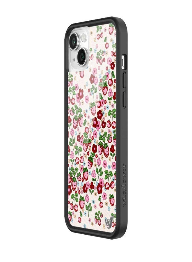 Wildflower Cases - Compatible with Apple iPhone 13/14 | Protective Black Bumper, 4ft Drop Test Certified, Women Owned Small Business | Berry World - Fruit Cherries Strawberry Floral Cute Trendy - Image 2