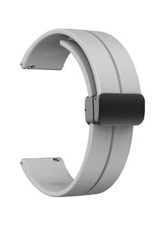 Generic Strap Silicone Magnetic Clasp 20MM Band For Samsung Gear Sport/Watch 4/5/6/Watch 5 Pro/S2 classic/active 2 40mm 44mm/Amazfit GTS 3/4/4 Mini/Bip 3/GTS 2 mini/GTS 2e/Bip (Light Grey)  - Image 2