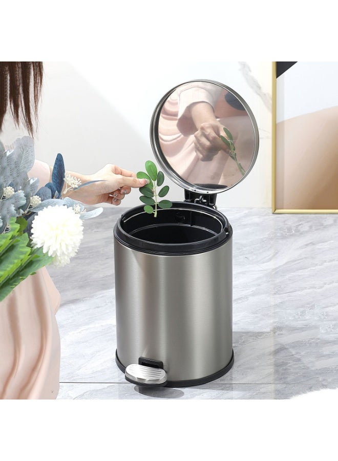 Stainless Steel Trash Can, Round Hands Free Garbage Can with Foot Pedal and Soft-Close Lid, Smudge Resistant Pedal Bin for Kitchen Living Room Bathroom Office and Hotel, L1101 (B, 12L)  - Image 1