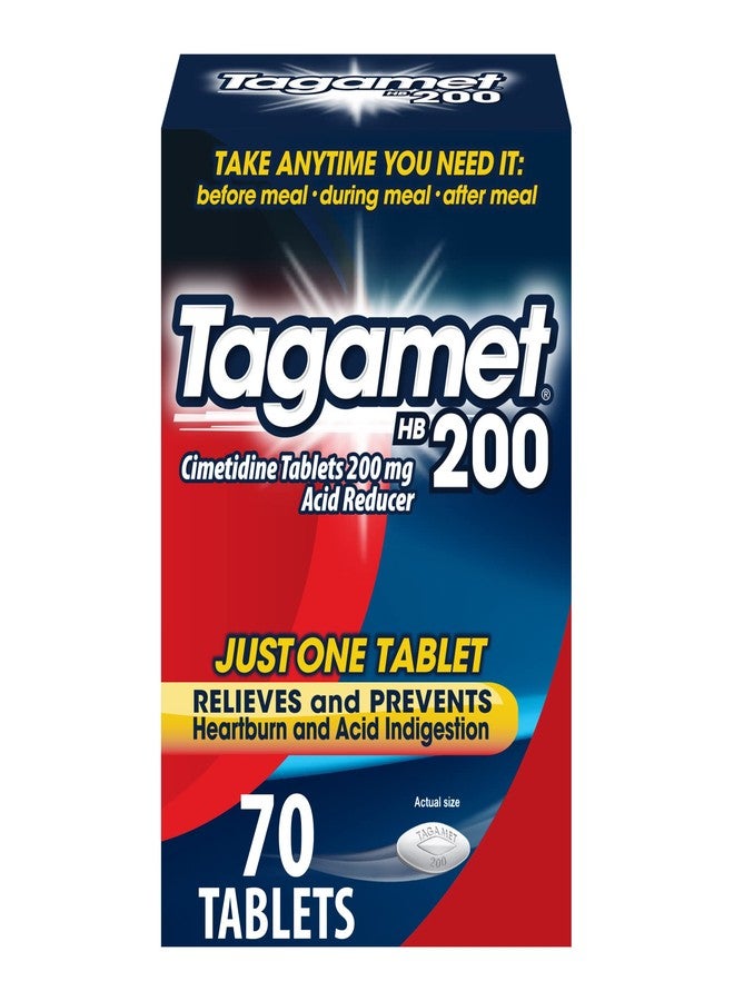 Tagamet HB 200 mg Cimetidine Acid Reducer and Heartburn Relief, Relieves and Prevents Indigestion, 70 Count - Image 1