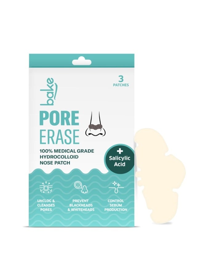 BAKE 2% Salicylic Acid Nose Strips for Pore Cleansing & Blackheads Removal | Hydrocolloid Nose Strips for Control Sebum Production (3 Strips) - Image 1