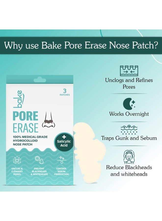 BAKE 2% Salicylic Acid Nose Strips for Pore Cleansing & Blackheads Removal | Hydrocolloid Nose Strips for Control Sebum Production (3 Strips) - Image 3