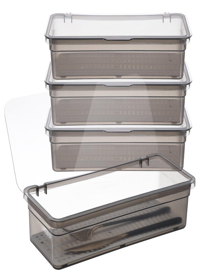 JOUTYFOR 4PCS Flatware Tray with Lid and Drainer, Tableware Utensil and Cutlery Drawer Organizer with Lid Covered Silverware Tray to Keeps Your Cutlery Organized and Protected - Image 1