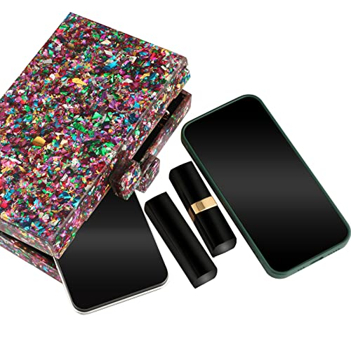 Gets Acrylic Purses and Handbags for Women Multicolor Perspex Geometric Patterns Box Clutch Elegant Banquet Evening Crossbody Handbag (Multi-colored) - Image 5