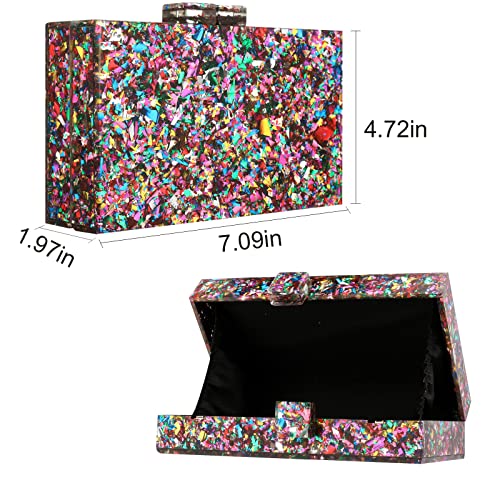 Gets Acrylic Purses and Handbags for Women Multicolor Perspex Geometric Patterns Box Clutch Elegant Banquet Evening Crossbody Handbag (Multi-colored) - Image 3