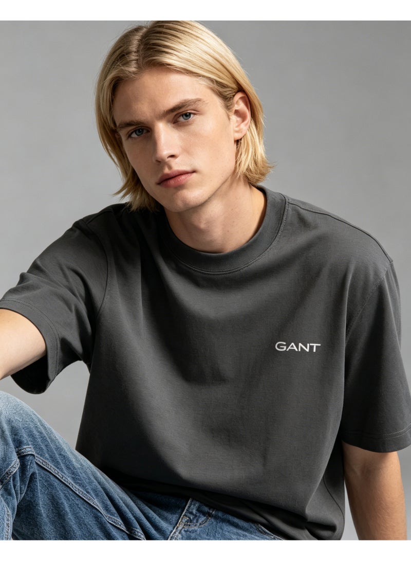 GANT Men Crew Neck Short Sleeve Neutral Smart Casual Everyday T-Shirt Dark Grey - Image 1