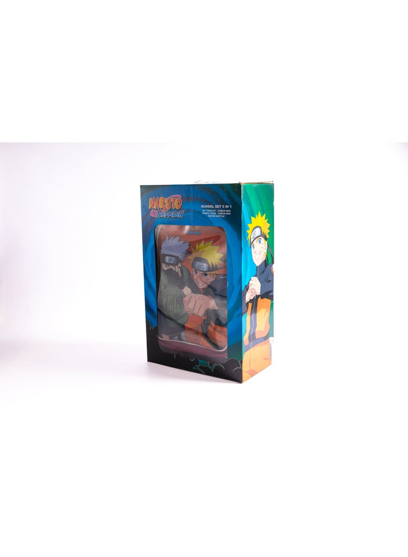 ناروتو طقم حقيبة ترولي مقاس 18 بوصة من ناروتو مع حقيبة غداء ومقلمة وزجاجة مياه وصندوق غداء - كستنائي - Image 3