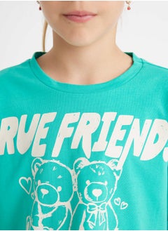 DeFacto Cropped Crew Neck Printed Short Sleeve T-Shirt  - Image 3