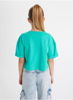 DeFacto Cropped Crew Neck Printed Short Sleeve T-Shirt  - Image 2
