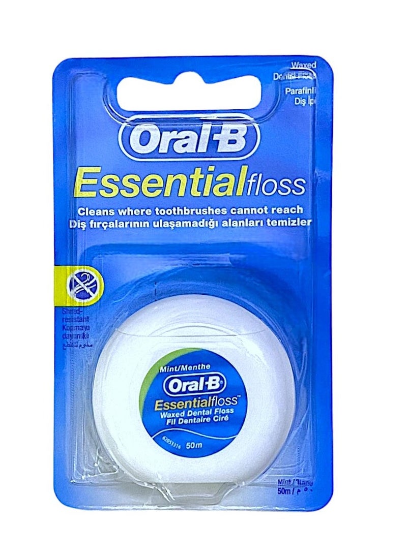 Oral-B Essential Waxed Mint Dental Floss 50m  - Image 1