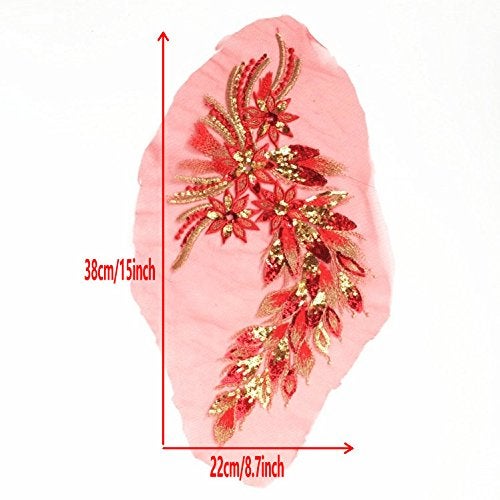 FEEPOP 1Pcs DIY Lace Sequins Embroidered Patches for Clothes Peacock Applique Embroidery Wedding Dress Sewing Trim Garment Decor - Image 3