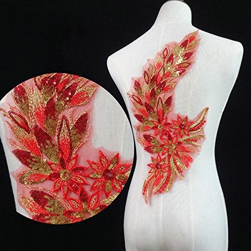 FEEPOP 1Pcs DIY Lace Sequins Embroidered Patches for Clothes Peacock Applique Embroidery Wedding Dress Sewing Trim Garment Decor - Image 2