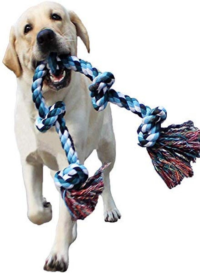 PETLICIOUS & MORE لعبة مضغ للكلاب من حبل قطني فاخر من بيتليشوس آند مور، لعبة عقدة 5، ألعاب كبيرة للكلاب (قد يختلف اللون، عبوة من قطعة واحدة، الطول 28 بوصة) - Image 4