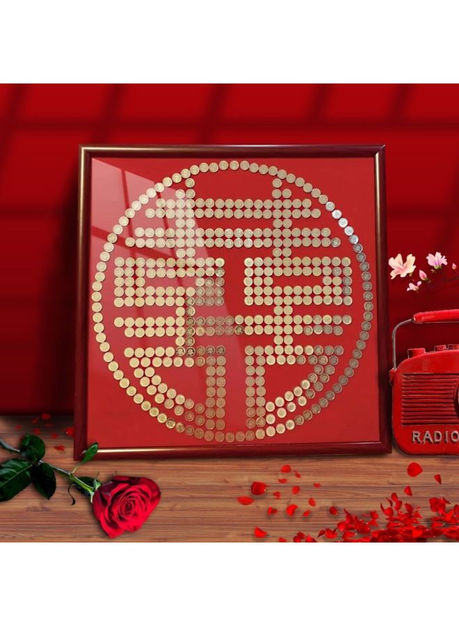 Best Friend Wedding Gift Coin Photo Frame Template Diy Handmade Gift Flocking Cloth 5 50 Cents Mao Xi Zi Xi Zi-Color:Walnut Rounded Corners Require 422 Wedding Coins - Complete Set Of Photo Frames * Dispensing Glue * Velvet Template * Gift Bag * Wedding Coin - Image 2