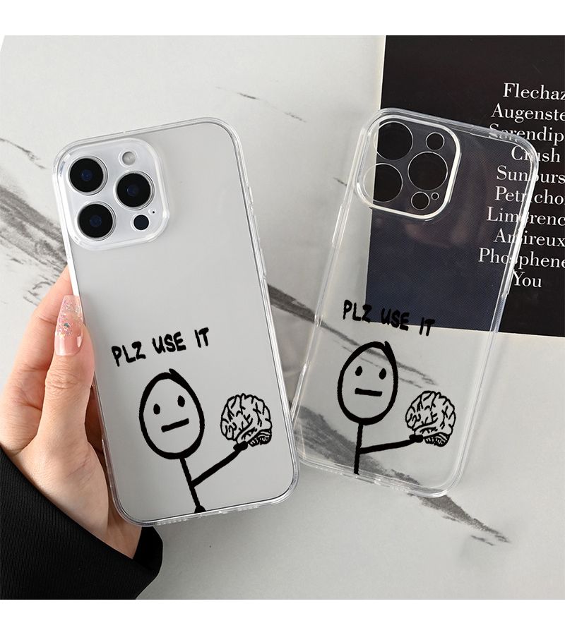 Transparent Phone Case For iPhone 13 Mini Shock Absorbing Drop Resistant Funny Utilize Design Couple Soft TPU Cover - Image 2
