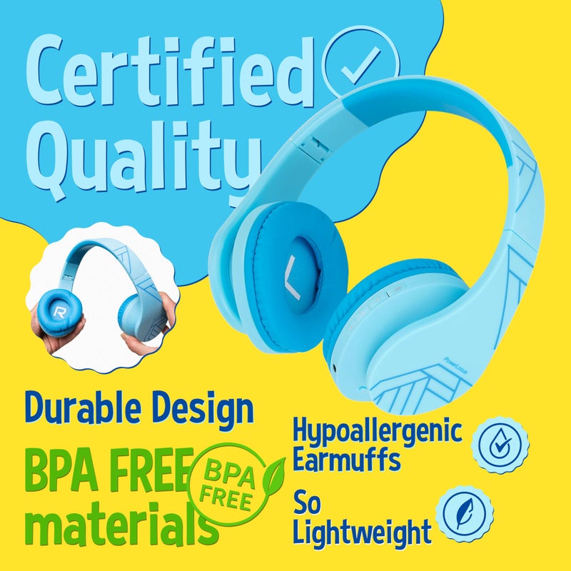 PowerLocus Kids Headphones Over-Ear, Bluetooth Wireless Headphones for Kids,with Microphone, Safe 85DB Volume Limited, Foldable with Carry Case, Audio Cable, Micro SD mode for Online Classes,PC,Phones - Image 2