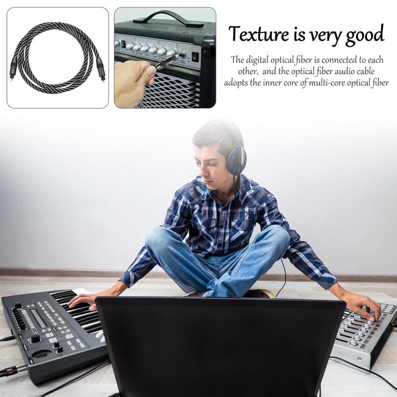 Copper Optical Audio Cable 1.5m Braided Fiber Optic Cord for Home Theater Soundbar Computer Audio Black - Image 4