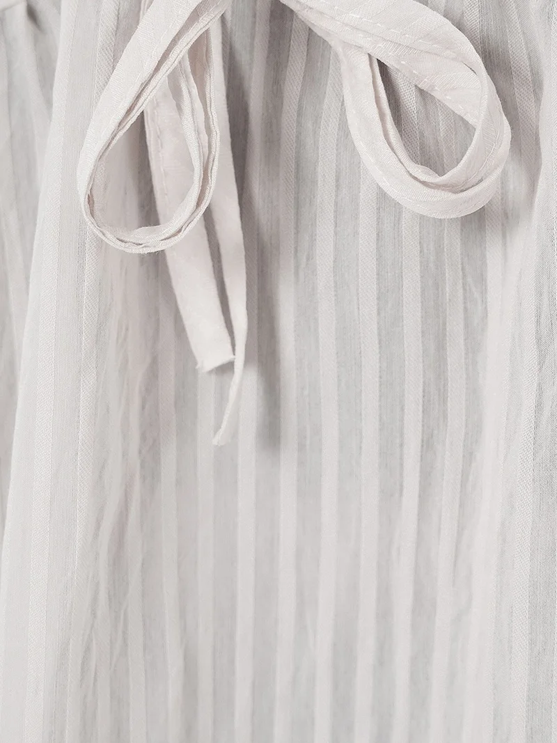 بيغ دارت BDART Textured Seersucker V-Neck Blouse with Bow Tie