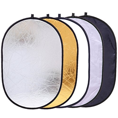 Konseen Collapsible Photography Reflector 24x35inch (60x90cm) 5-in-1 Multi Light Diffuser Panel Studio Photo Portable Light Reflectors for Product Photography Accessories Props with Carrying Bag - Image 1