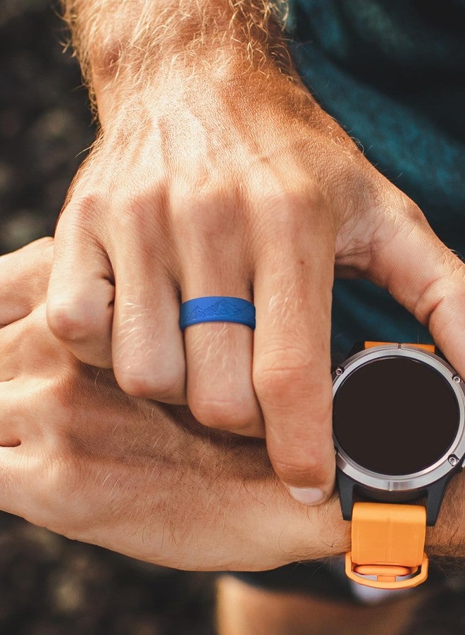 King Will Silicone Rings For Men -Blue&Red Rubber Wedding Bands with Unique Mountain Peak Design, 8mm Wide 2.2mm Thick, Engagement Rings Comfort Fit Size 10 - Image 5