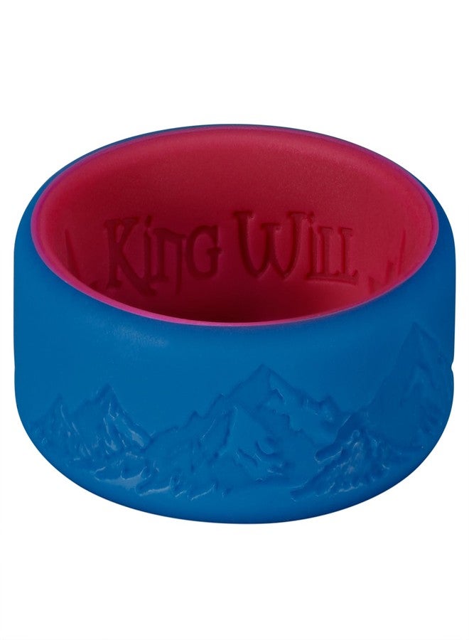King Will Silicone Rings For Men -Blue&Red Rubber Wedding Bands with Unique Mountain Peak Design, 8mm Wide 2.2mm Thick, Engagement Rings Comfort Fit Size 10 - Image 2