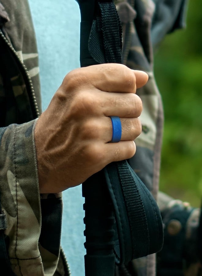 King Will Silicone Rings For Men -Blue&Red Rubber Wedding Bands with Unique Mountain Peak Design, 8mm Wide 2.2mm Thick, Engagement Rings Comfort Fit Size 10 - Image 4