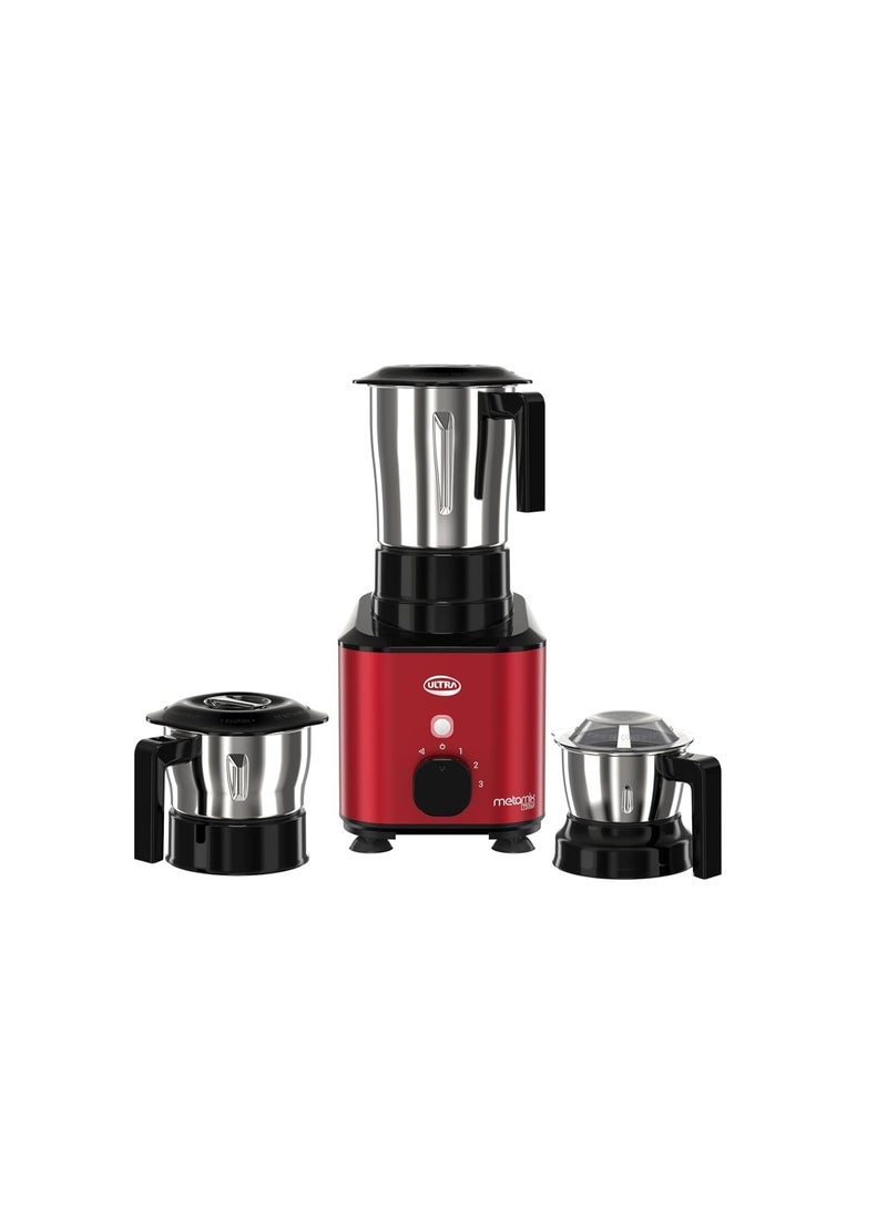 Ultra Metamix 750W 3Jar Mixer Grinder,Red for Superfast grinding,High Speed,750 W,Safety Lock,SS304 Food Grade Jars,3 Jars(0.5L 0.8L,1.5L), ABS Body, Serrated blades, 5 Y WarrantyonMotors. - Image 1