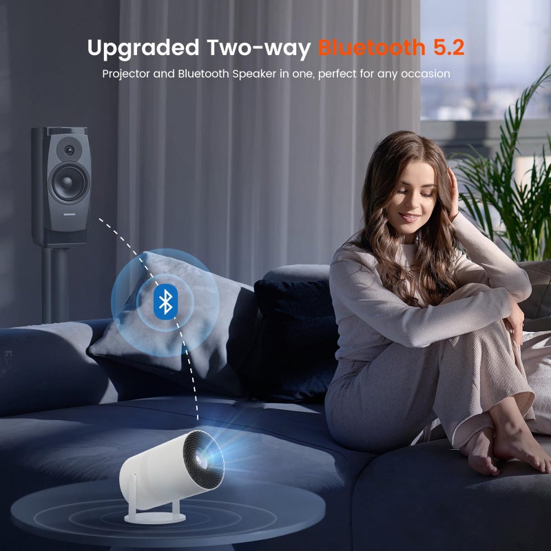 WISHOLY Mini Projector with WiFi and Bluetooth, Portable Movie Projector with 180Â° Rotatable, 1080P HD Supported, Auto Vertical Keystone, Compatible with Smartphone, TV Stick, Laptop, HDMI, USB - Image 3