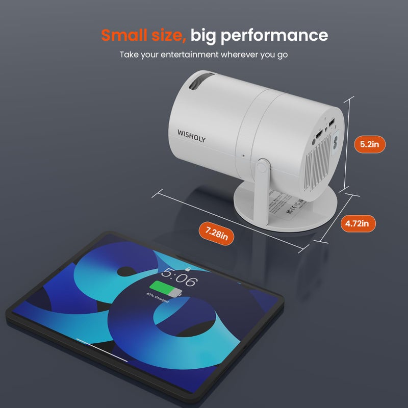 WISHOLY Mini Projector with WiFi and Bluetooth, Portable Movie Projector with 180Â° Rotatable, 1080P HD Supported, Auto Vertical Keystone, Compatible with Smartphone, TV Stick, Laptop, HDMI, USB - Image 5