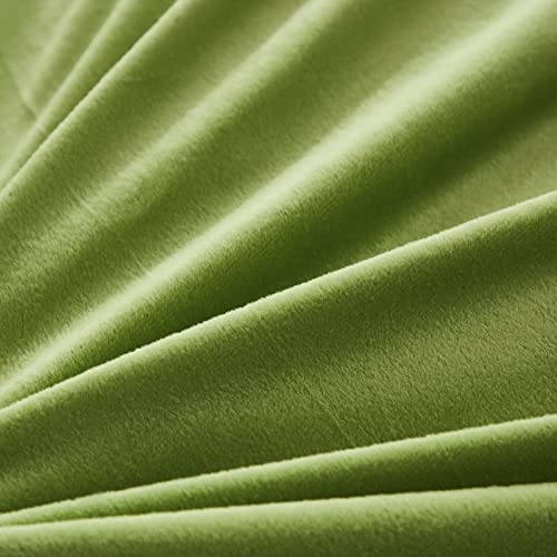 Uhamho Faux Fur Velvet Fluffy Bedding Duvet Cover Set Down Comforter Quilt Cover with Pillow Shams, Ultra Soft Warm (Apple Green, King) - Image 5
