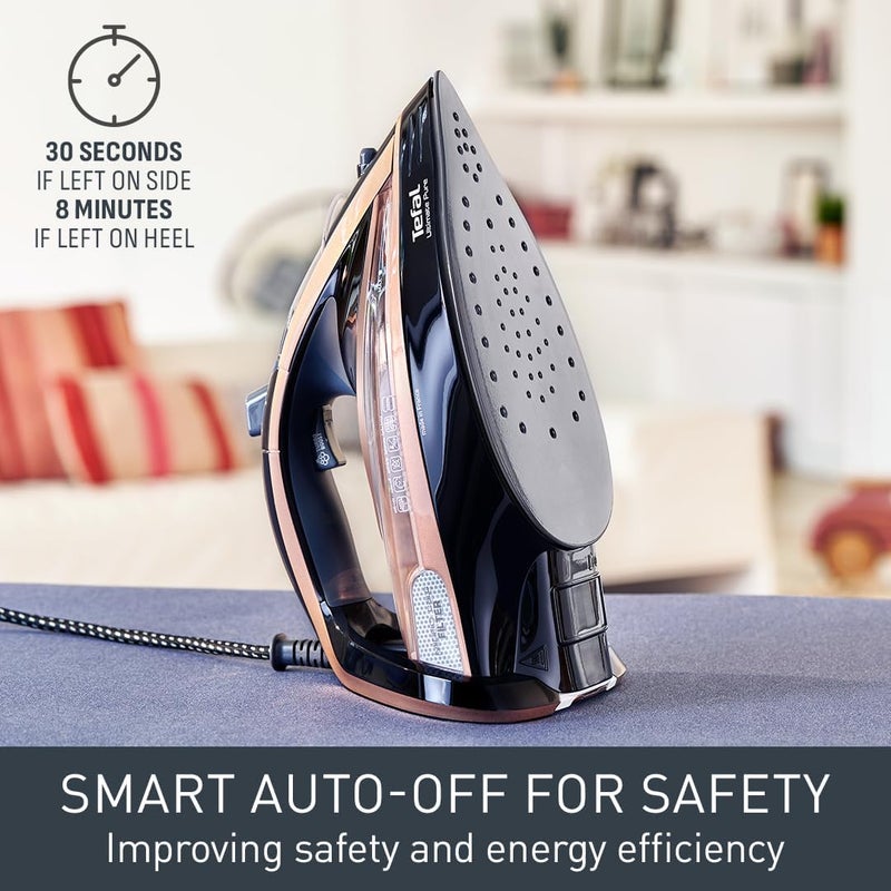 T-fal Tefal Ultimate Pure Steam Iron, 260g/min Steam Boost, 350ml Water Tank, 3m Power Cord, 3100W, Black and Rose Gold, FV9845 - Image 3
