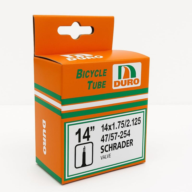 DURO Bicycle Inner Tube 14 Inch (14x1.75/2.125, 47/57-254) – Heavy Duty Butyl Rubber Tube with Schrader Valve AV30 for Kids Bike, Wheelchair, Scooter & Trolley - Image 2