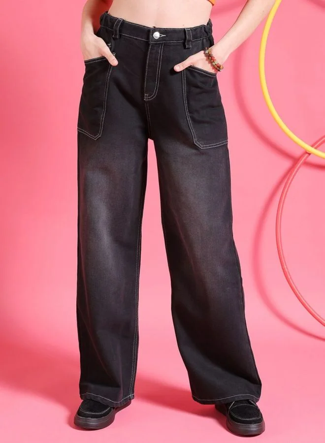 Women Boxy Fit Printed High Rise Jeans