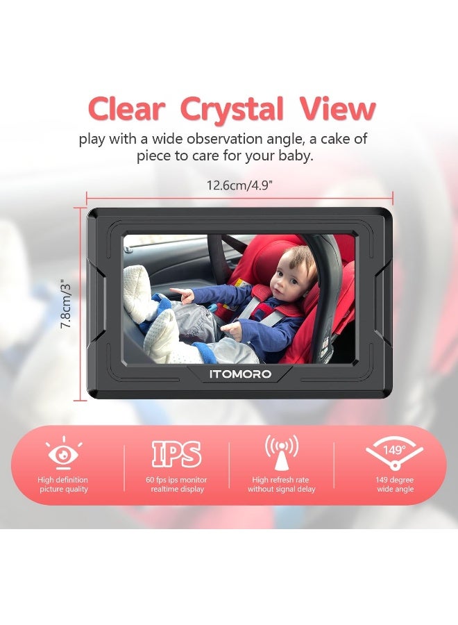 Itomoro Baby Car Camera HD 1080P Dual-Channel Display Car Baby Camera with 2 IR Night Vision Camera, Easily Install 4.3'' Car Camera for Baby with Crystal Clear Wide View for Rear Facing Seat - Image 4