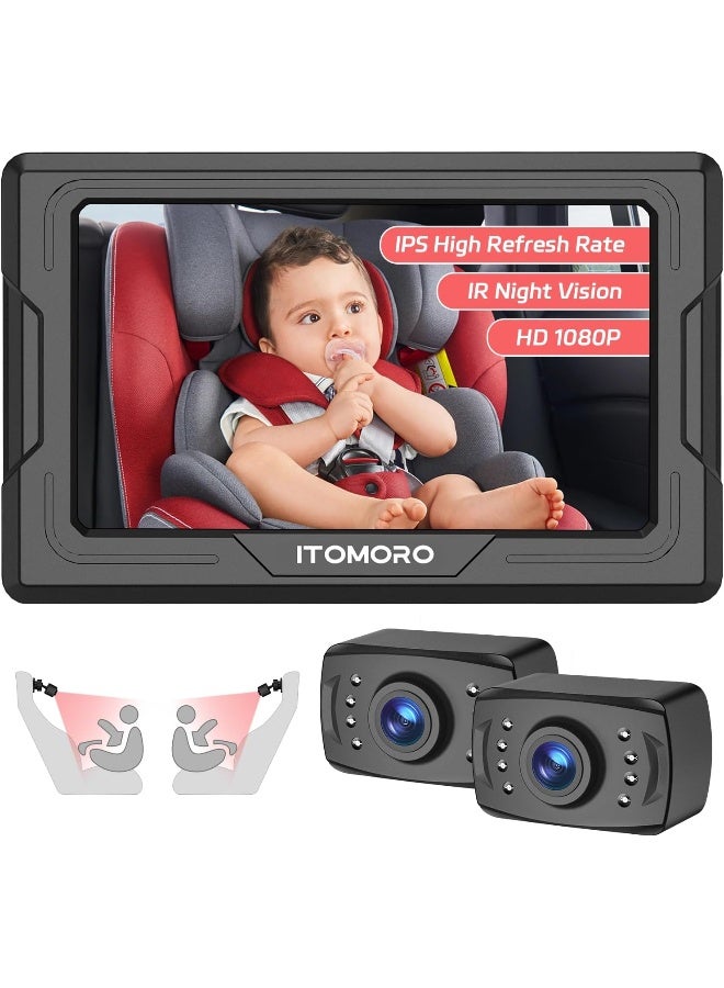 Itomoro Baby Car Camera HD 1080P Dual-Channel Display Car Baby Camera with 2 IR Night Vision Camera, Easily Install 4.3'' Car Camera for Baby with Crystal Clear Wide View for Rear Facing Seat - Image 1