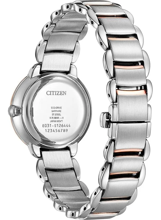 سيتيزن Citizen Women Analogue Eco-Drive Watch with Stainless Steel Strap EM0924-85Y