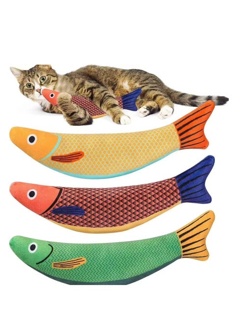 3-pack cat toy catnip fish teething and chewing cat toy plush printed sound self-entertainment