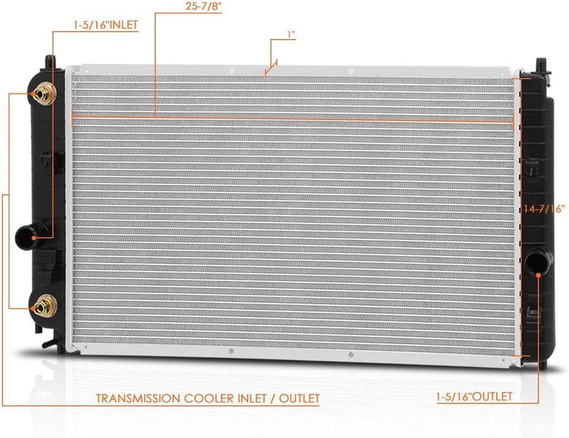 PM Performotor DPI-2520 OE Factory Style Aluminum Core Radiator Compatible with 02-05 Pontiac Grand Am/Chevy Malibu AT - Image 2