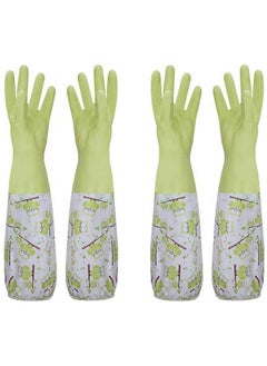 ShopiMoz ShopiMoz Reusable Rubber Latex PVC Flock lined Long Elbow Hand Gloves Safety Kitchen for DishWashing 2 Pair 
