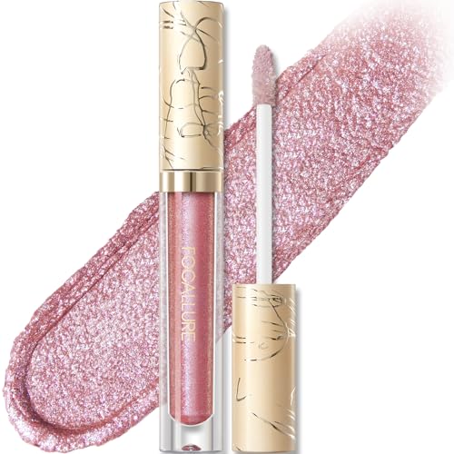 FOCALLURE Metallic Liquid Lipstick,Non Stick Cup Lip Gloss,High Impact Lip Color with Transfer-proof Wear,Long Lasting & Waterproof Lipstick Makeup for Women,Dying Star - Image 1