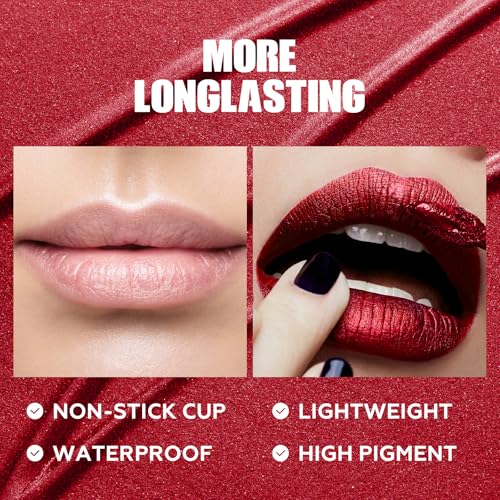 FOCALLURE Metallic Liquid Lipstick,Non Stick Cup Lip Gloss,High Impact Lip Color with Transfer-proof Wear,Long Lasting & Waterproof Lipstick Makeup for Women,Dying Star - Image 4