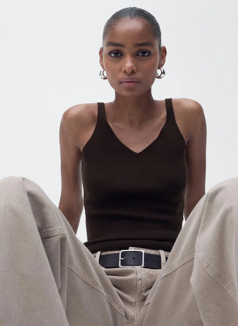 MANGO Casual V-Neck Knit Top
