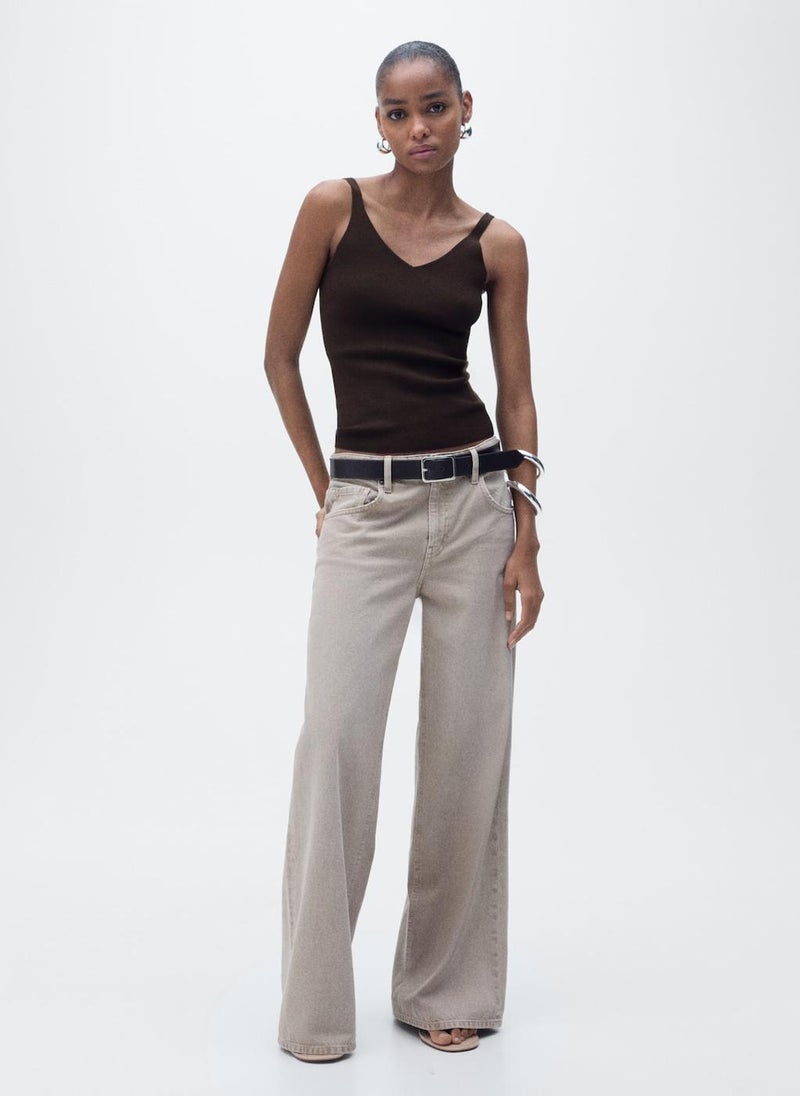 MANGO - Casual V-Neck Knit Top - Image 1