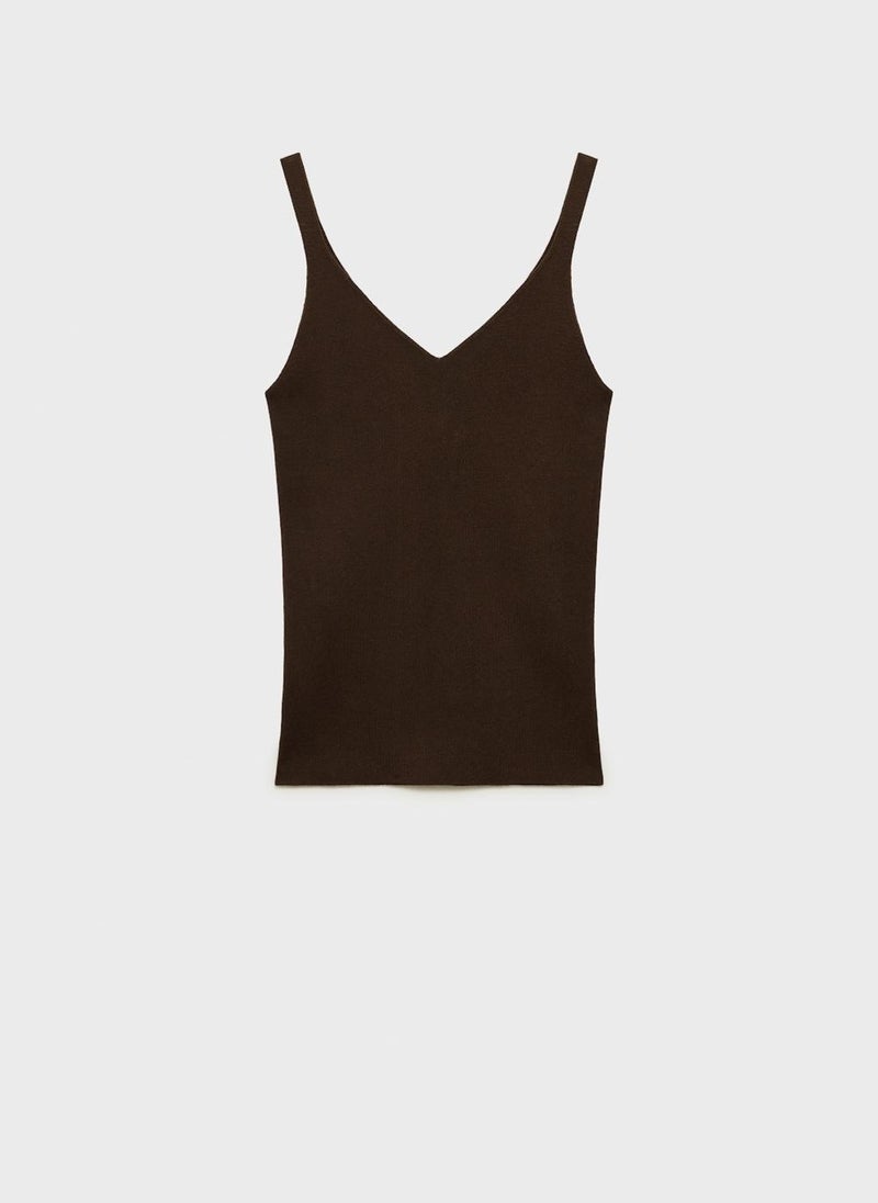 MANGO - Casual V-Neck Knit Top - Image 1