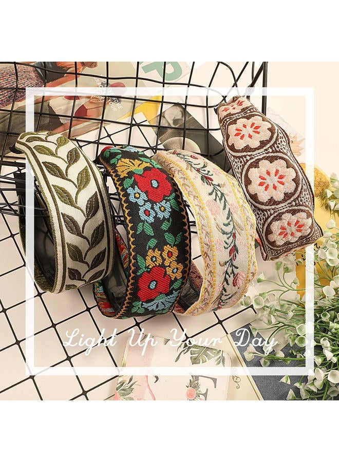 eBoot 4 Pieces Boho Headband for Women Embroidery Wide Hair Band Bohemia Floral Knotted Wide Headbands Vintage Ethnic Style Girls Accessories(Classic Pattern) - Image 5